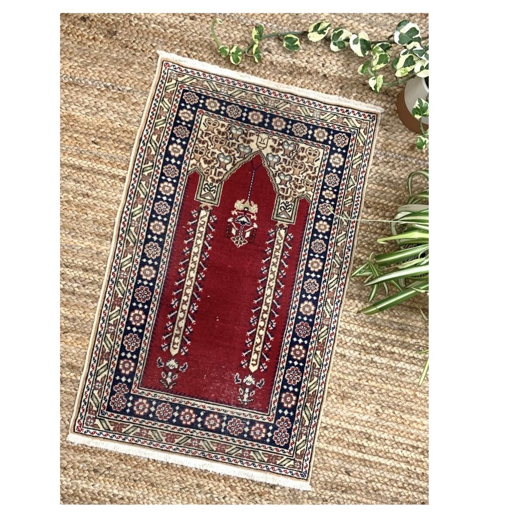 Vintage Decor Boho Turkish Mini 2x3 Rug Burgundy